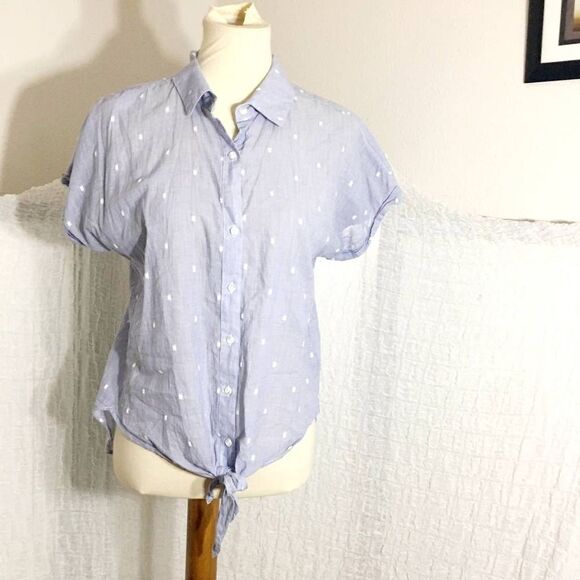 Cloth & Stone "Dot" Tie Front Shirt Top Size Small - Picture 1 of 7